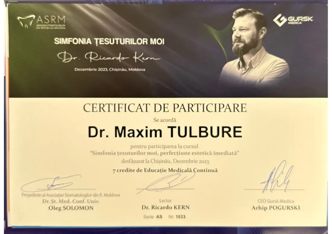 Simfonia țesuturilor moi (ASRM / Gursk Medica, Chișinău, 7 credite EMC)