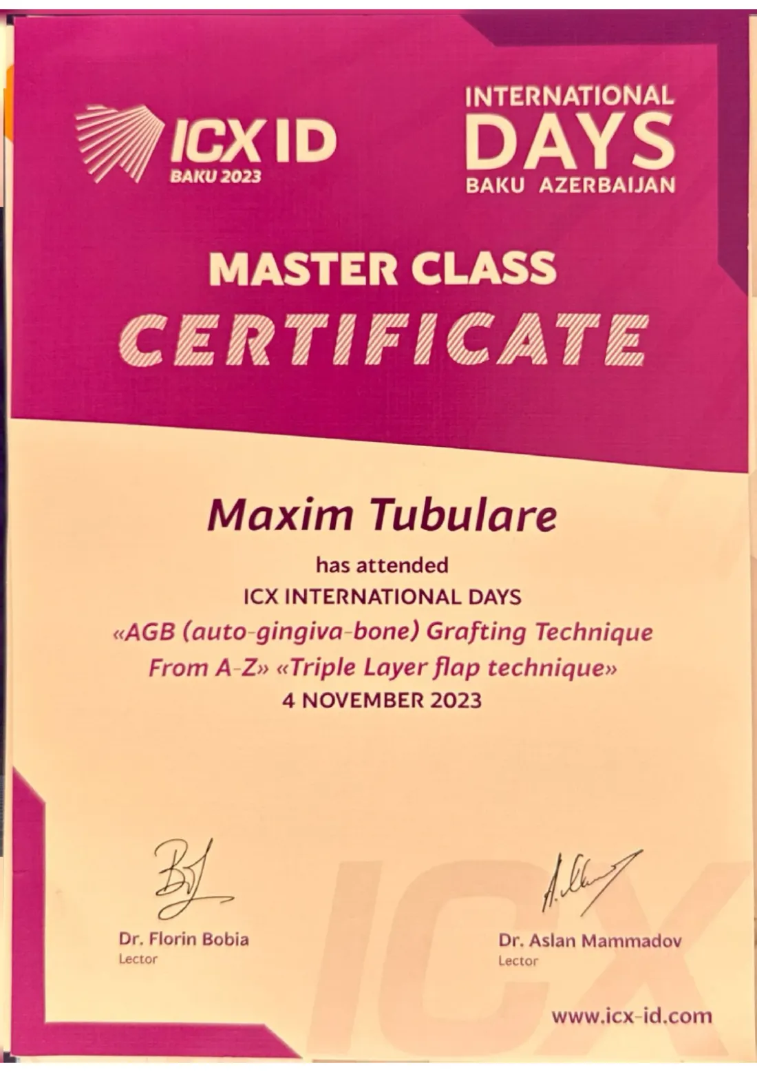 AGB Grafting și Triple Layer flap (ICX International Days, Baku)