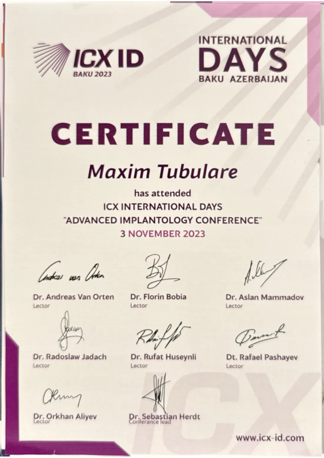 Advanced Implantology Conference (ICX International Days, Baku)