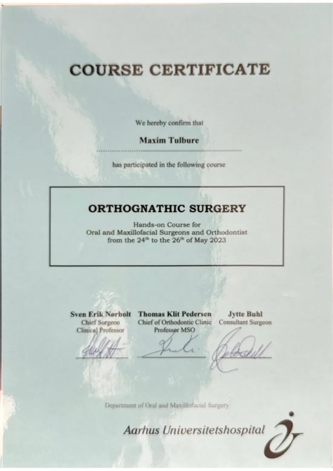 Orthognathic Surgery (hands-on, Aarhus University Hospital, Danemarca)